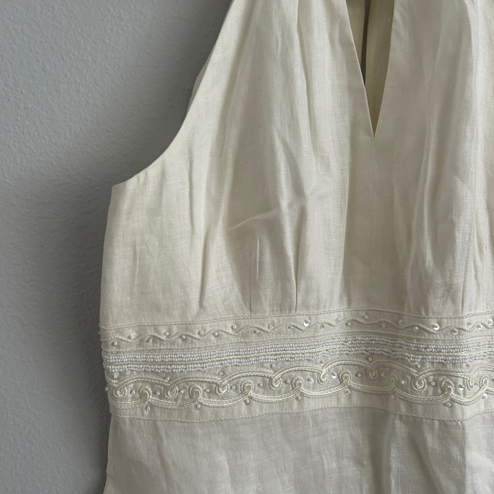 Ann Taylor Cream Linen Halter Dress